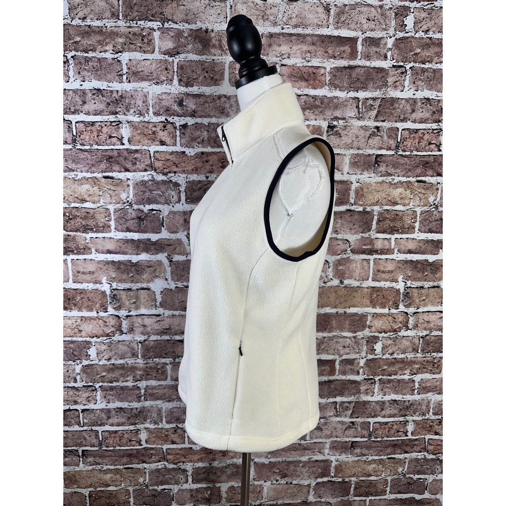 Eddie Bauer Polartec Fleece Vest Womens Medium Cream White Full Zip Outdoor - Picture 8 of 14